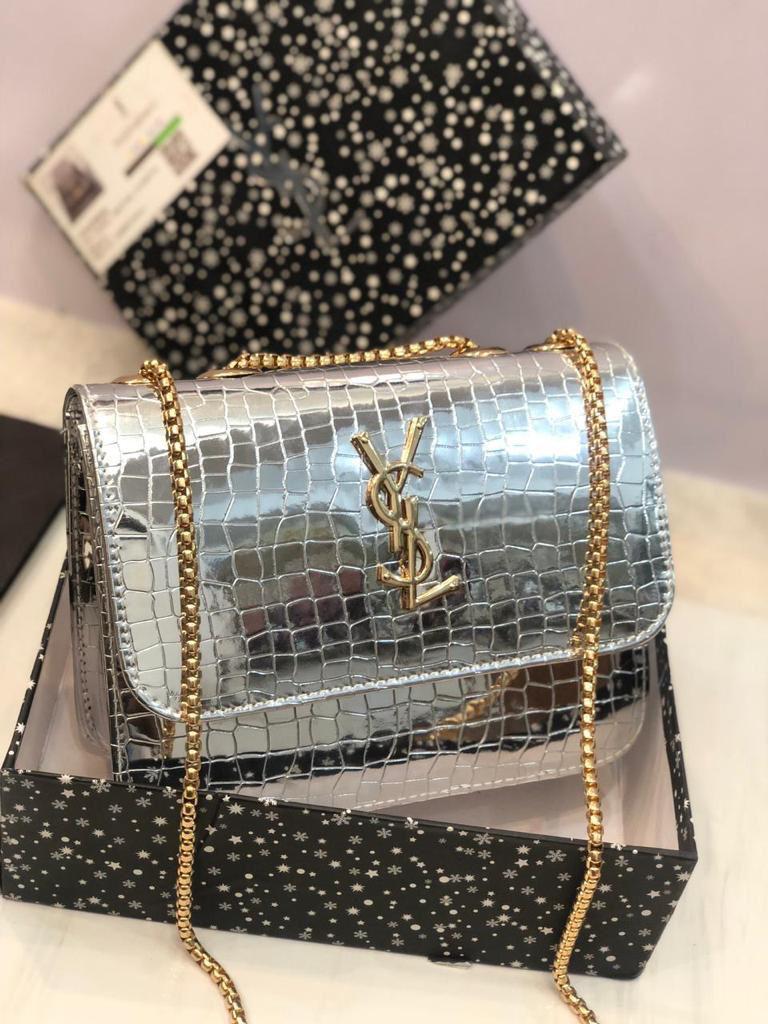 YSL Saint Laurent Women's Luxury Leather Chain Crossbody Bag | Premium Designer Shoulder Bag |