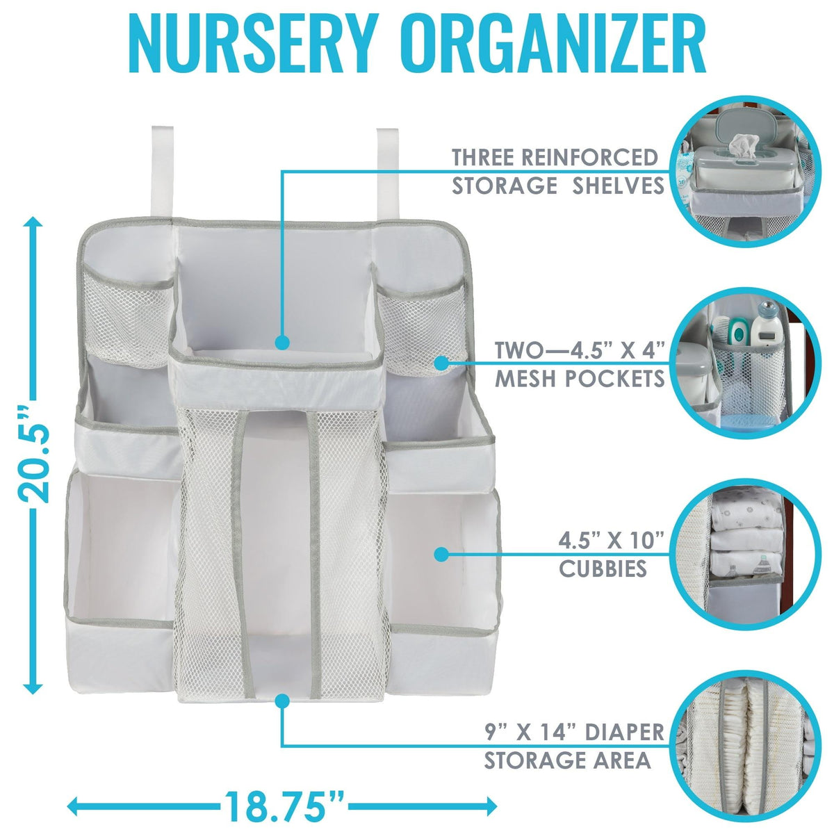 Baby Diaper Caddy and Nursery Organizer for Baby's Essentials