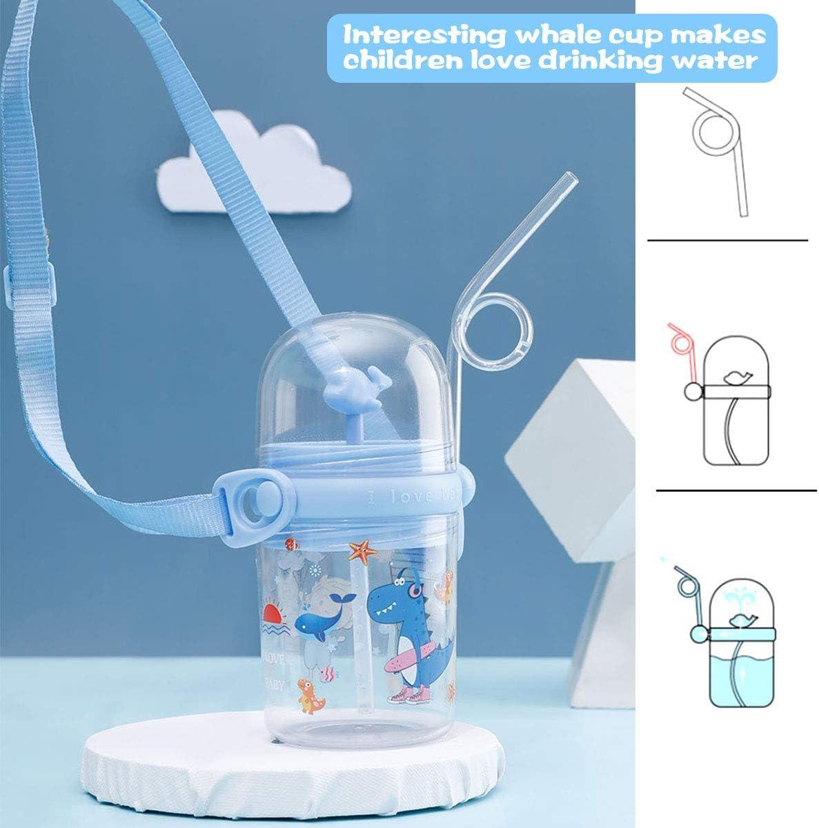 Water Cup Drop Proof Strap Design Plastic Whale Spray Drinking Cup for Children