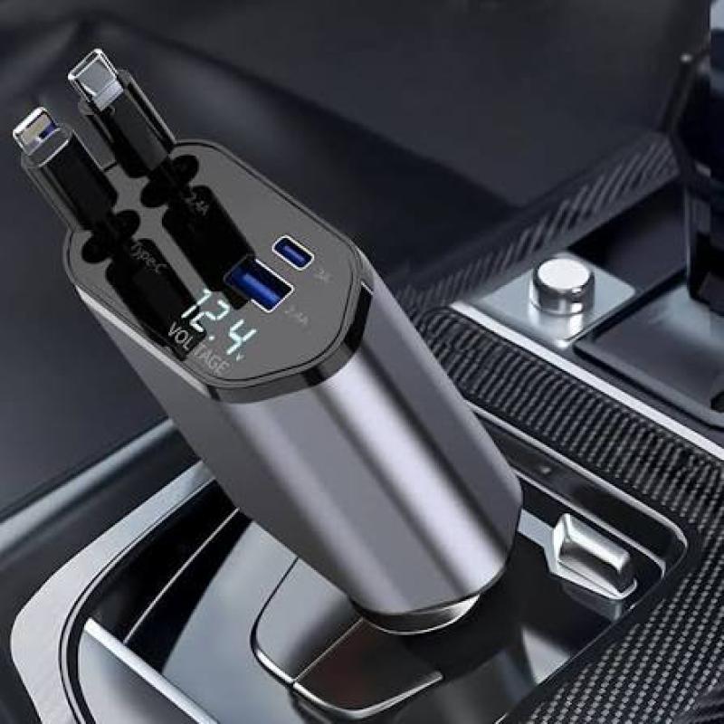 120w Voltage Show Car Charger with Cable TypeC and iPhone.
